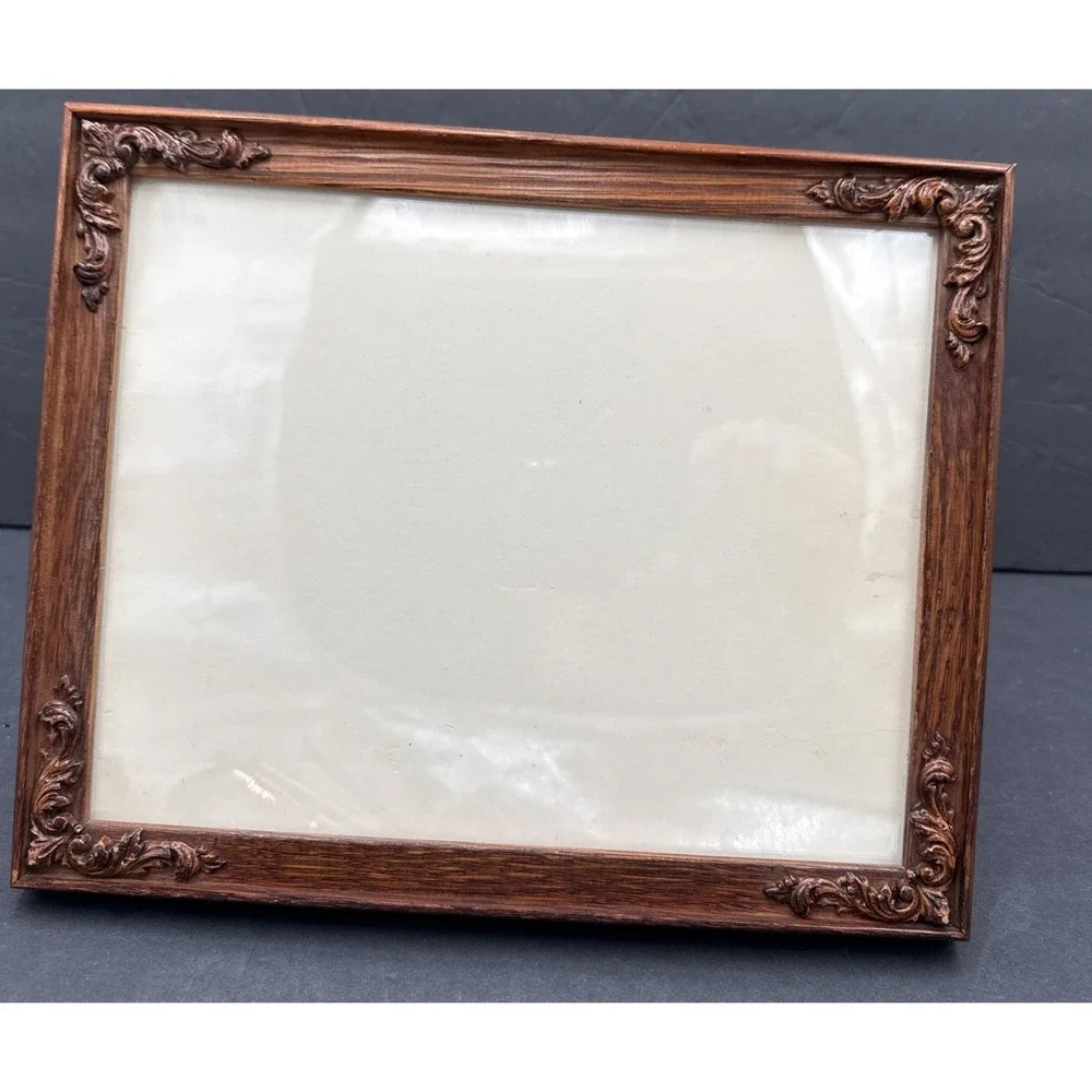 Vtg Ornate Rectangle Wood 8x10‎ Picture Frame with Intricate Floral Carving